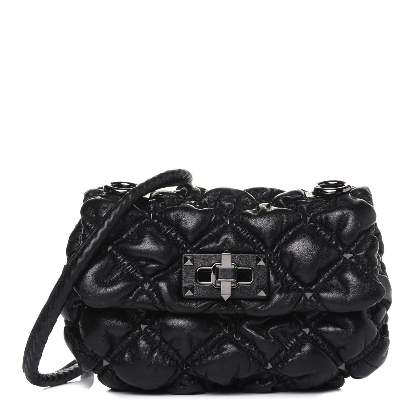 Nappa Small Spikeme Shoulder Bag Black