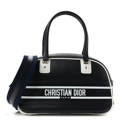 Christian Dior Calfskin Medium Dior Vibe Zip Bowling Bag Blue White 1 of 10
