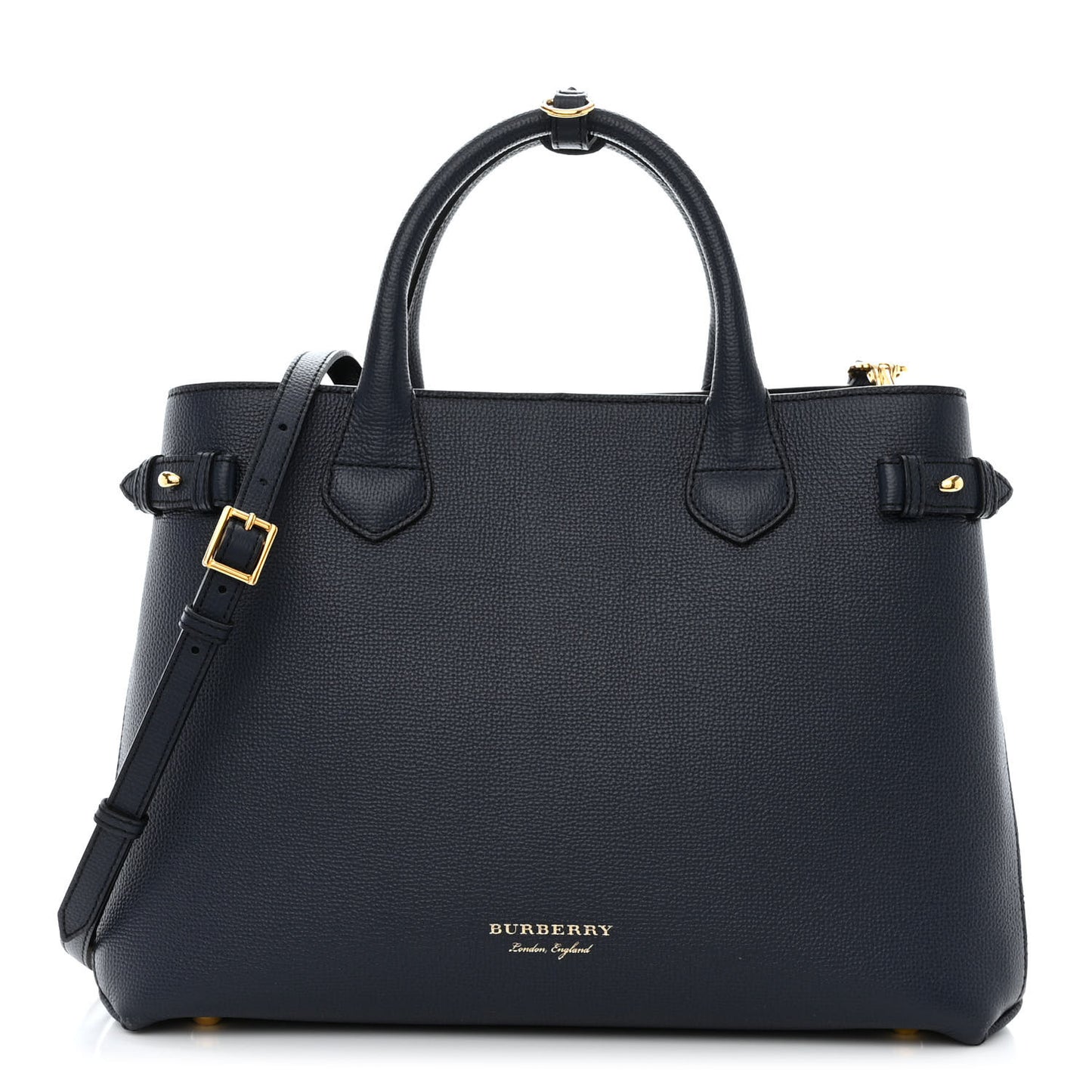 Derby Calfskin House Check Medium Banner Tote Ink Blue