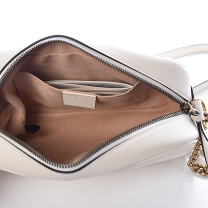 Gucci Calfskin Matelasse Small GG Marmont Chain Shoulder Bag White 5 of 8