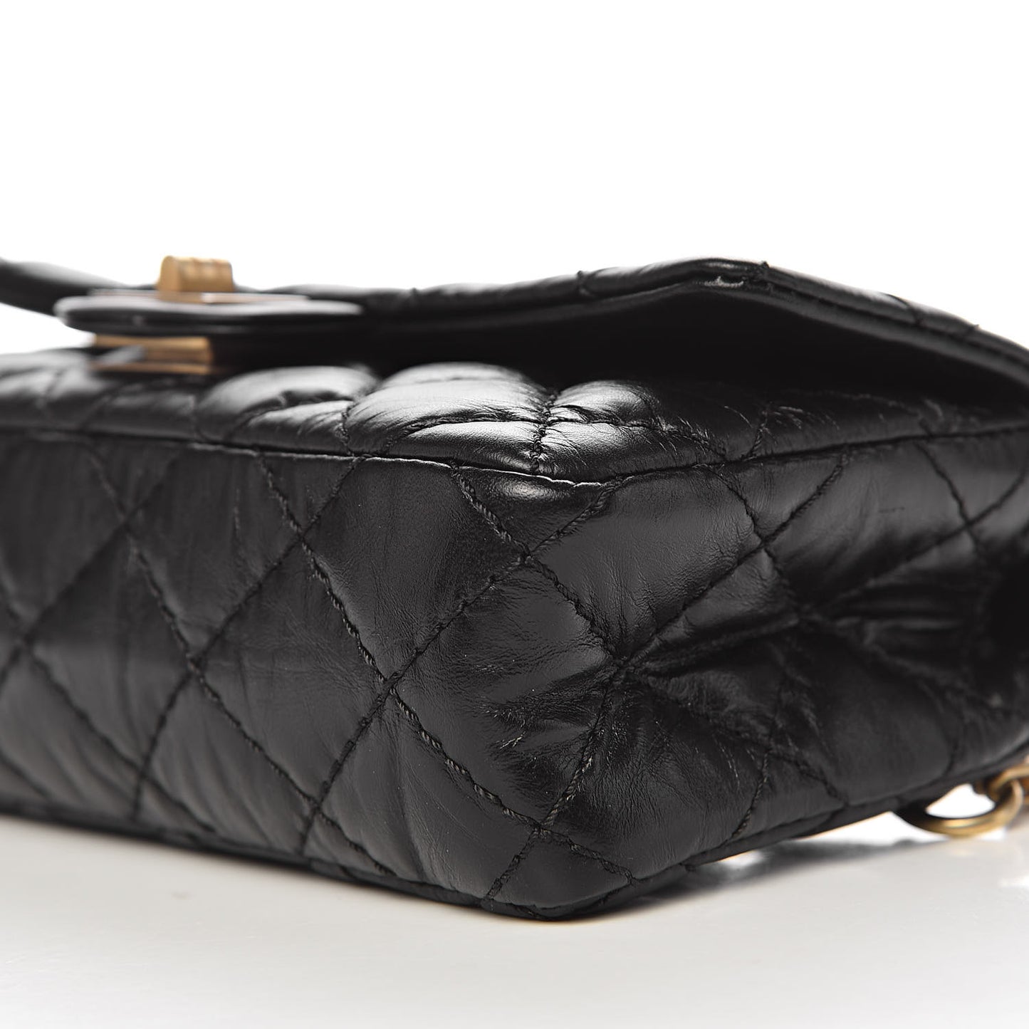 Aged Calfskin Quilted 2.55 Reissue Chain Waist Bag Black