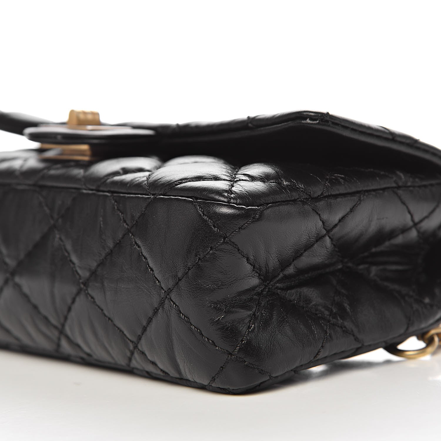 Chanel Aged Calfskin Quilted 2.55 Reissue Chain Waist Bag Black 9 of 11