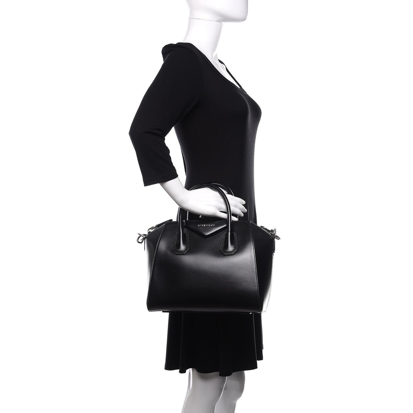 Shiny Lord Calfskin Small Antigona Black