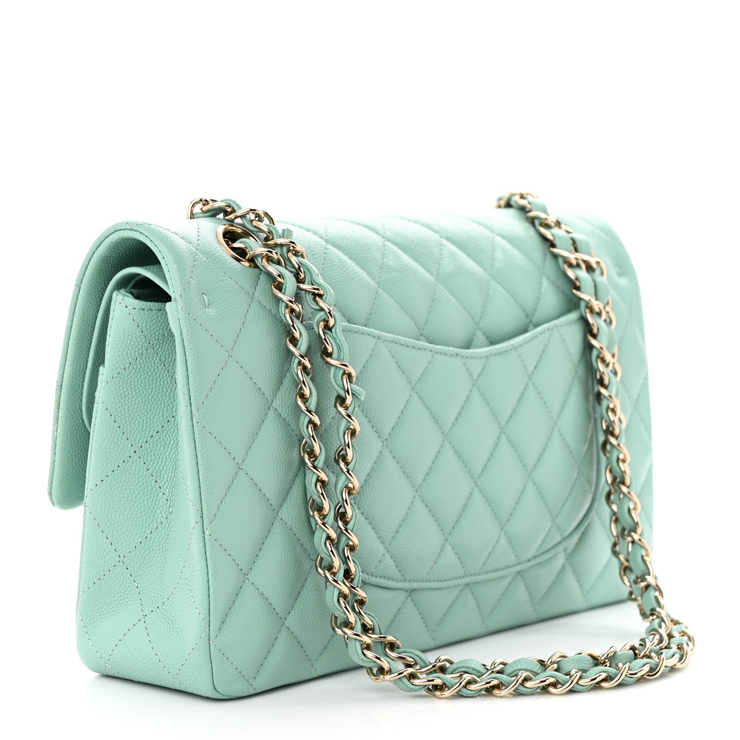 Chanel Caviar Quilted Medium Double Flap Light Blue 3 of 12