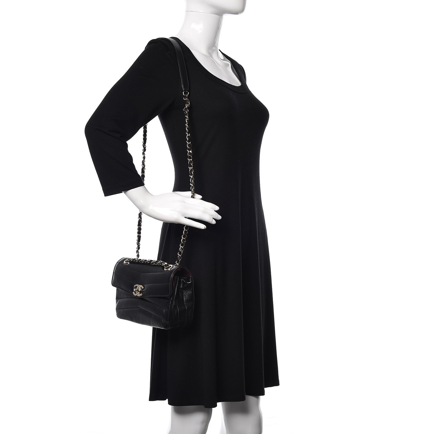 Chanel Shiny Lambskin Quilted Small Chevron Miroir Black 2 of 12