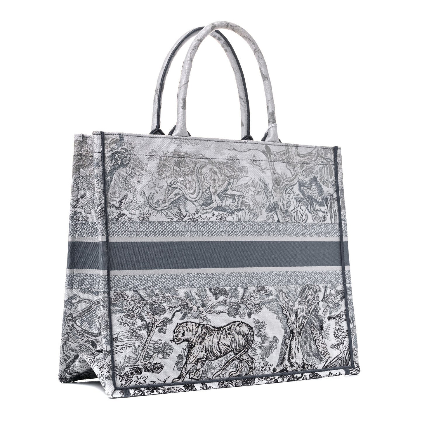 Canvas Embroidered Large Dioriviera Toile De Jouy Book Tote Gray