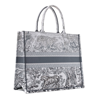Christian Dior Canvas Embroidered Large Dioriviera Toile De Jouy Book Tote Gray 3 of 10