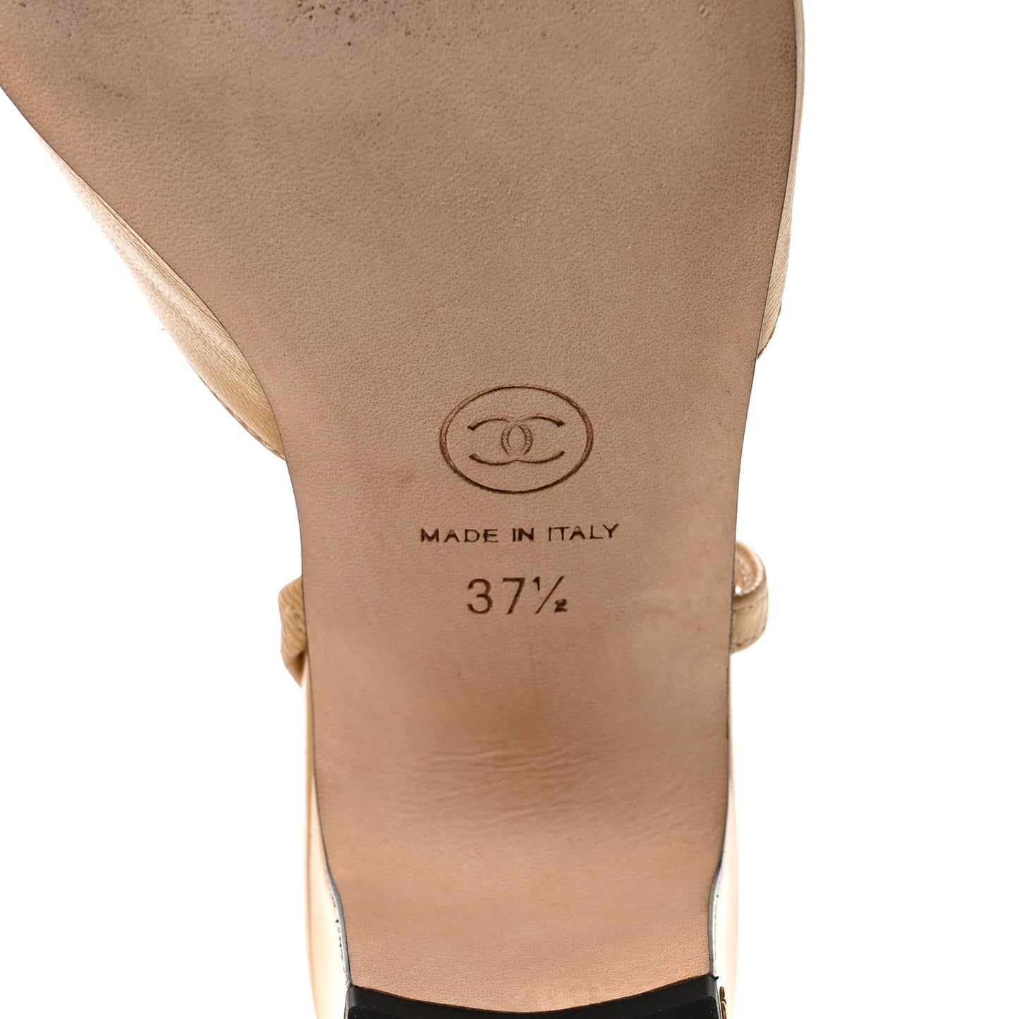 Goatskin Grosgrain Cap Toe CC Slingback Pumps 37.5 Beige Black