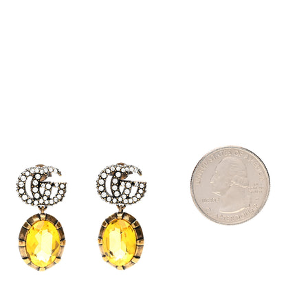 Gucci Crystal Double G Earrings Aged Gold Yellow 2 of 4