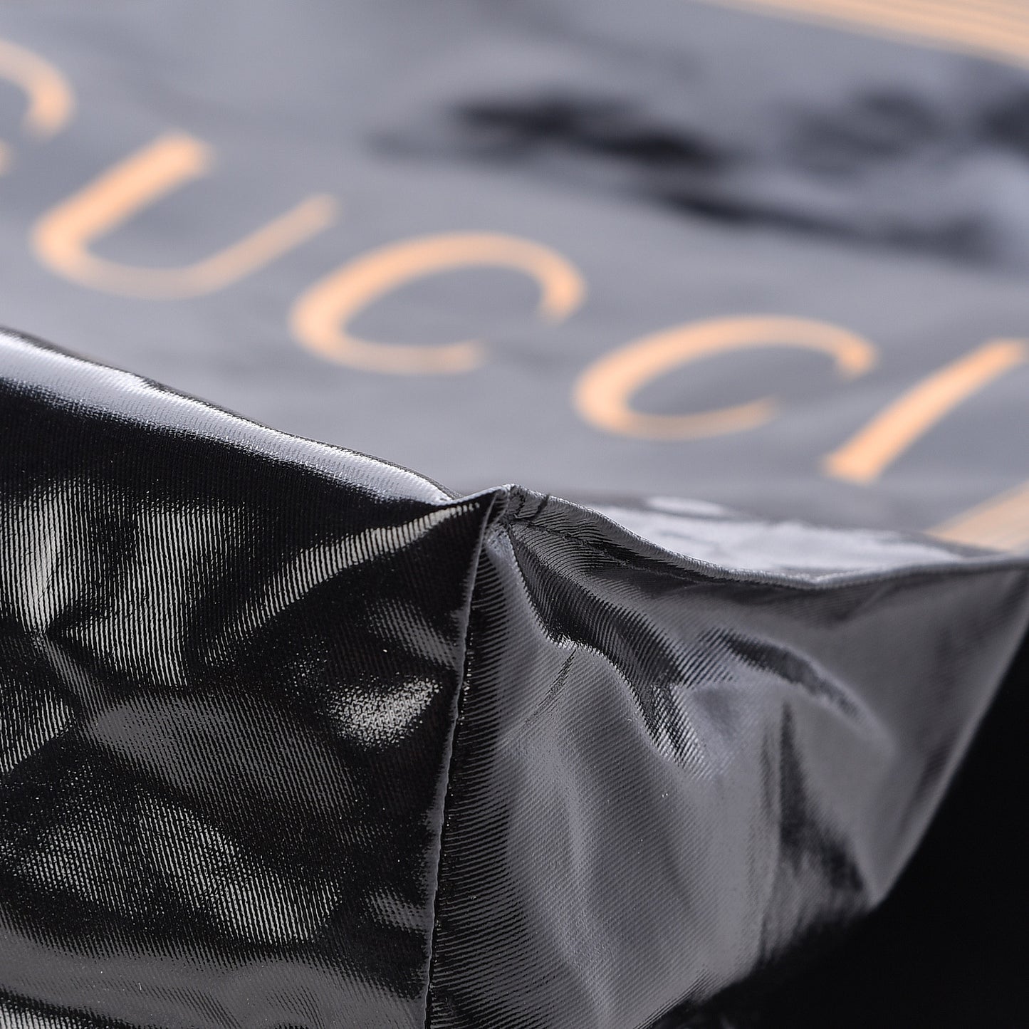 Patent Canvas Frame Logo Vertical Tote Black Crop
