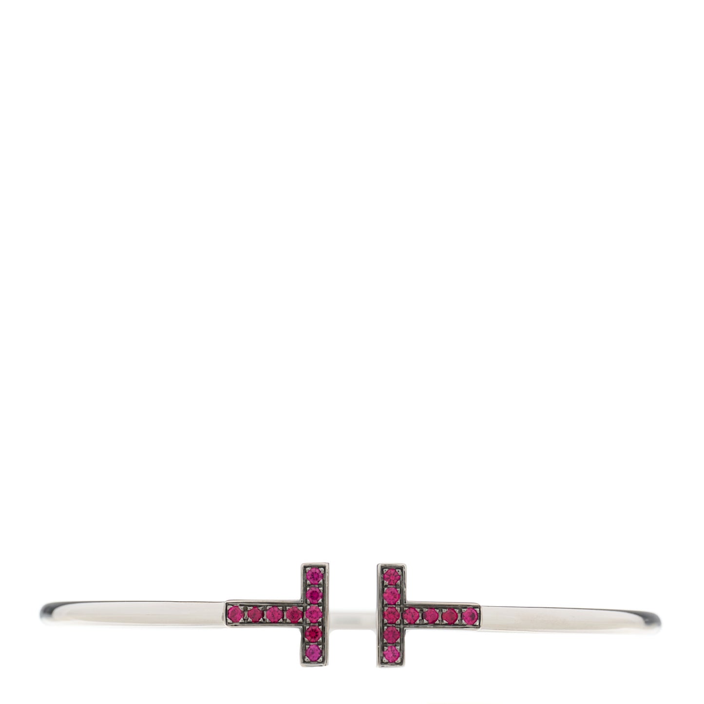 18K White Gold Ruby T Wire Bracelet