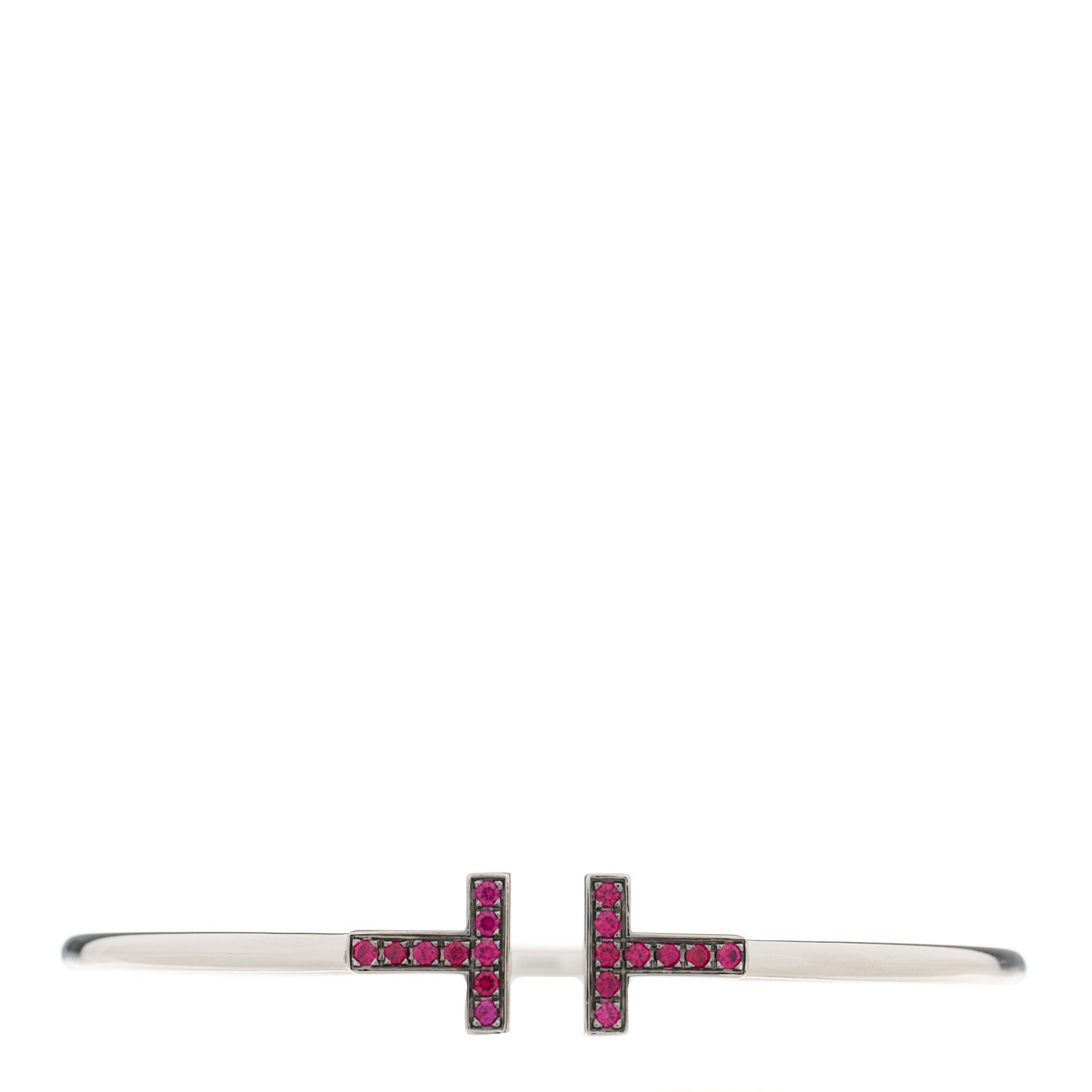 Tiffany 18K White Gold Ruby T Wire Bracelet 1 of 4