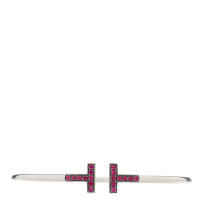 Tiffany 18K White Gold Ruby T Wire Bracelet 1 of 4