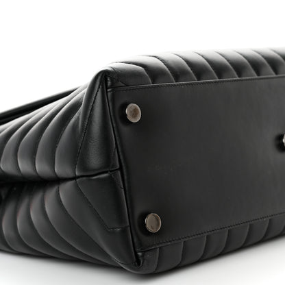 Saint Laurent Calfskin Y Quilted Monogram Monochrome Large Loulou Chain Satchel Black 9 of 21