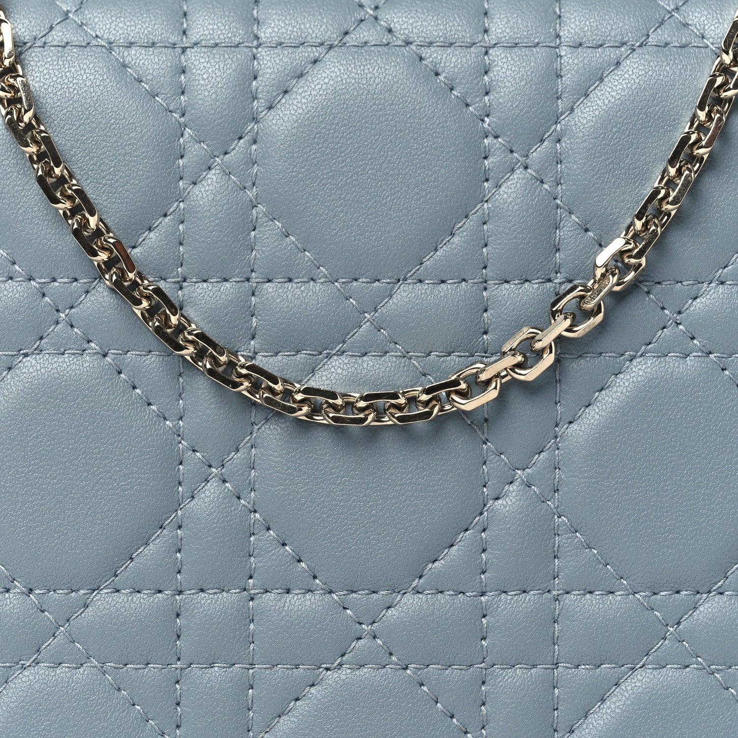 Christian Dior Lambskin Cannage Lady Dior Chain Wallet Cloud Blue 9 of 11