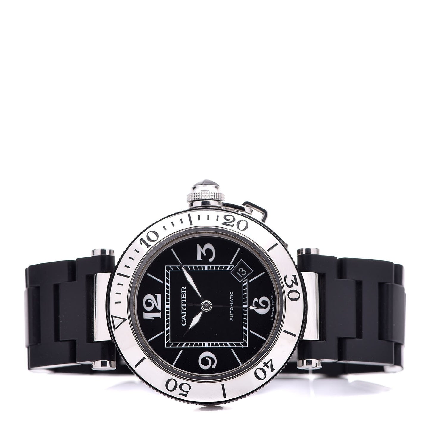 Stainless Steel Rubber 40mm Pasha C Seatimer Automatic Watch Black