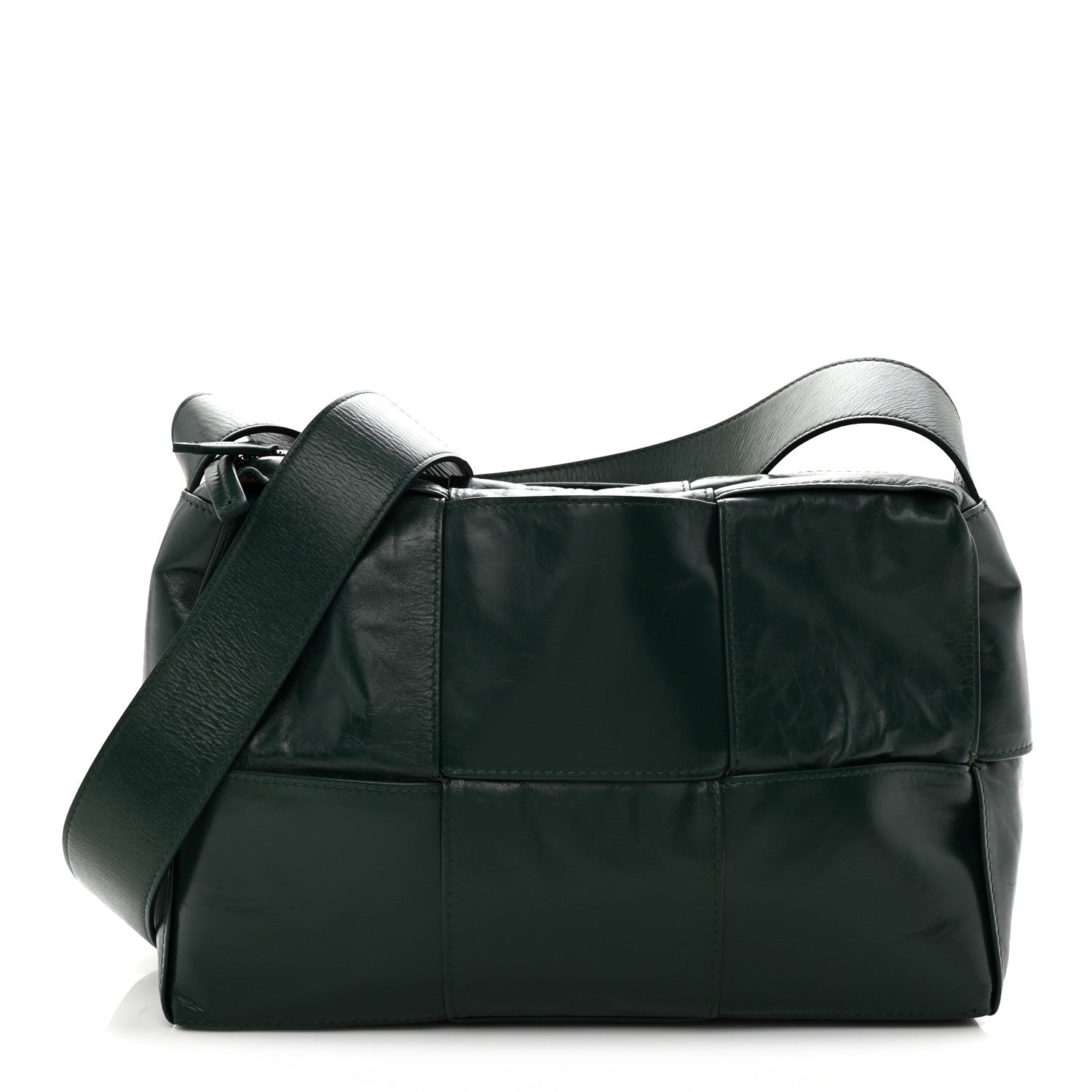 Bottega Veneta Paper Calfskin Maxi Intreccio Medium Arco Camera Bag Emerald Green 1 of 12