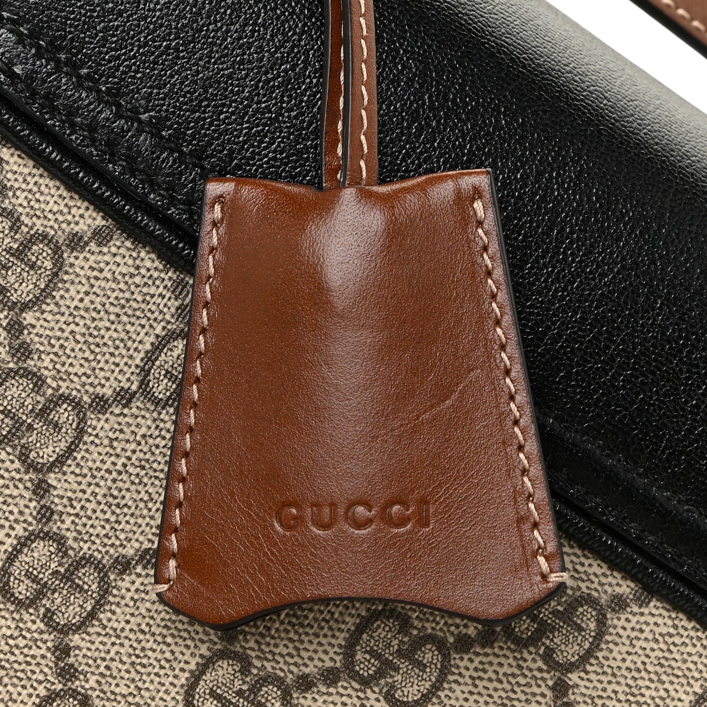 GG Supreme Monogram Calfskin Small Padlock Messenger Shoulder Bag Beige Black Cuir
