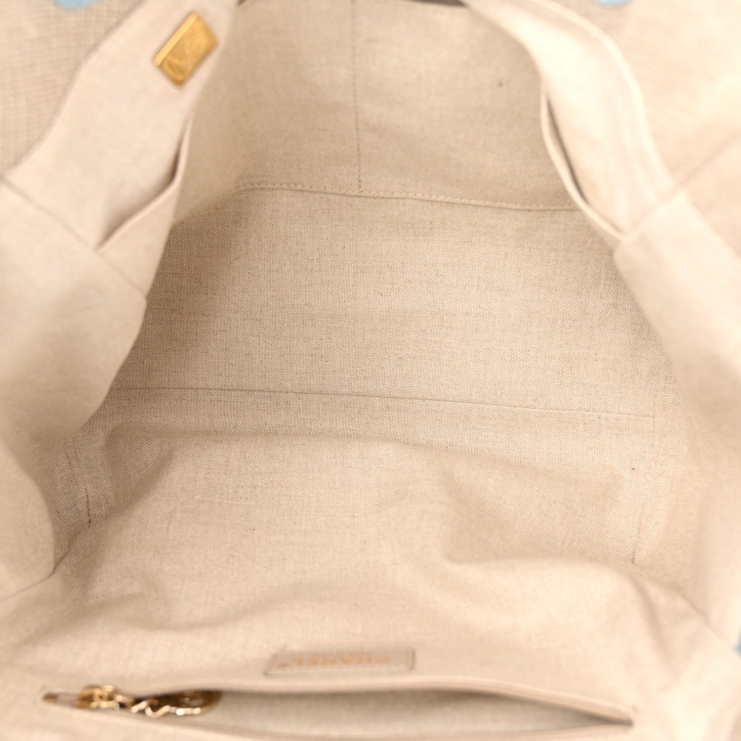 Chanel Mixed Fibers Calfskin Small Deauville Tote Grey Light Blue 6 of 12