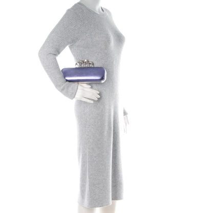 Alexander McQueen Metallic Lambskin Knucklebox Clutch Purple 2 of 7