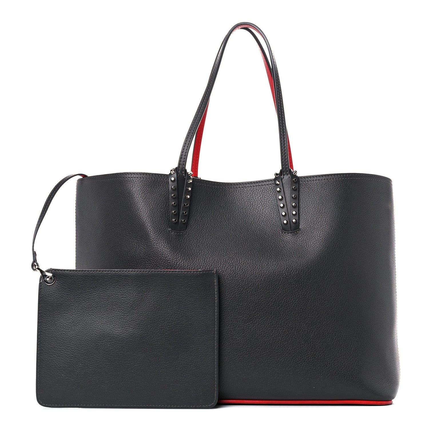 Christian Louboutin Calfskin Spikes East West Cabata Tote Charbon 1 of 28
