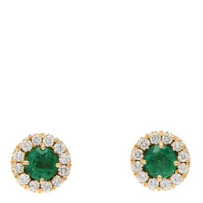 Suzanne Kalan 18K Yellow Gold Diamond Emerald Stud Earrings 1 of 5