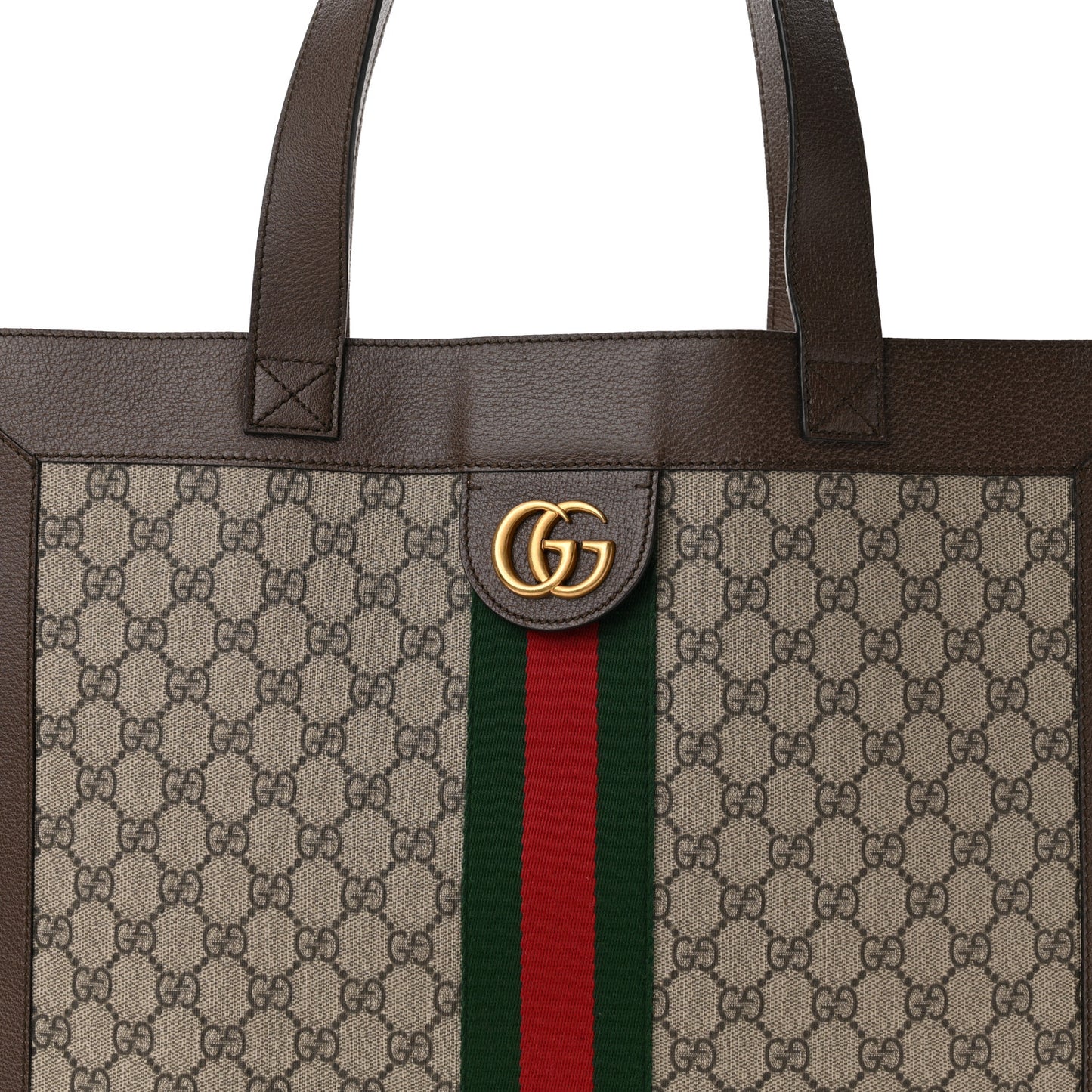GG Supreme Monogram Web Large Ophidia Vertical Shopping Tote Brown