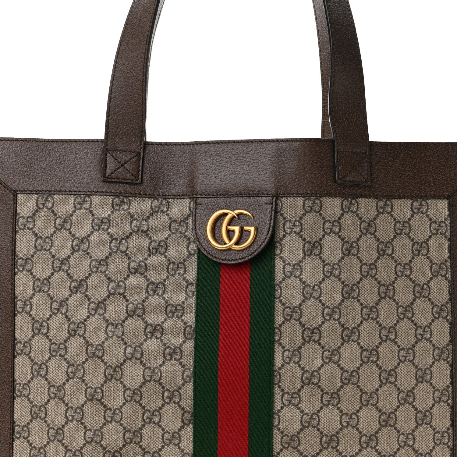 Gucci GG Supreme Monogram Web Large Ophidia Vertical Shopping Tote Brown 10 of 12