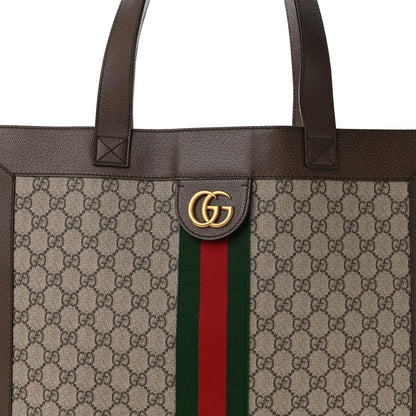 Gucci GG Supreme Monogram Web Large Ophidia Vertical Shopping Tote Brown 10 of 12