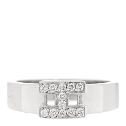 Hermes 18K White Gold Diamond H Ring 53 6.5 1 of 5