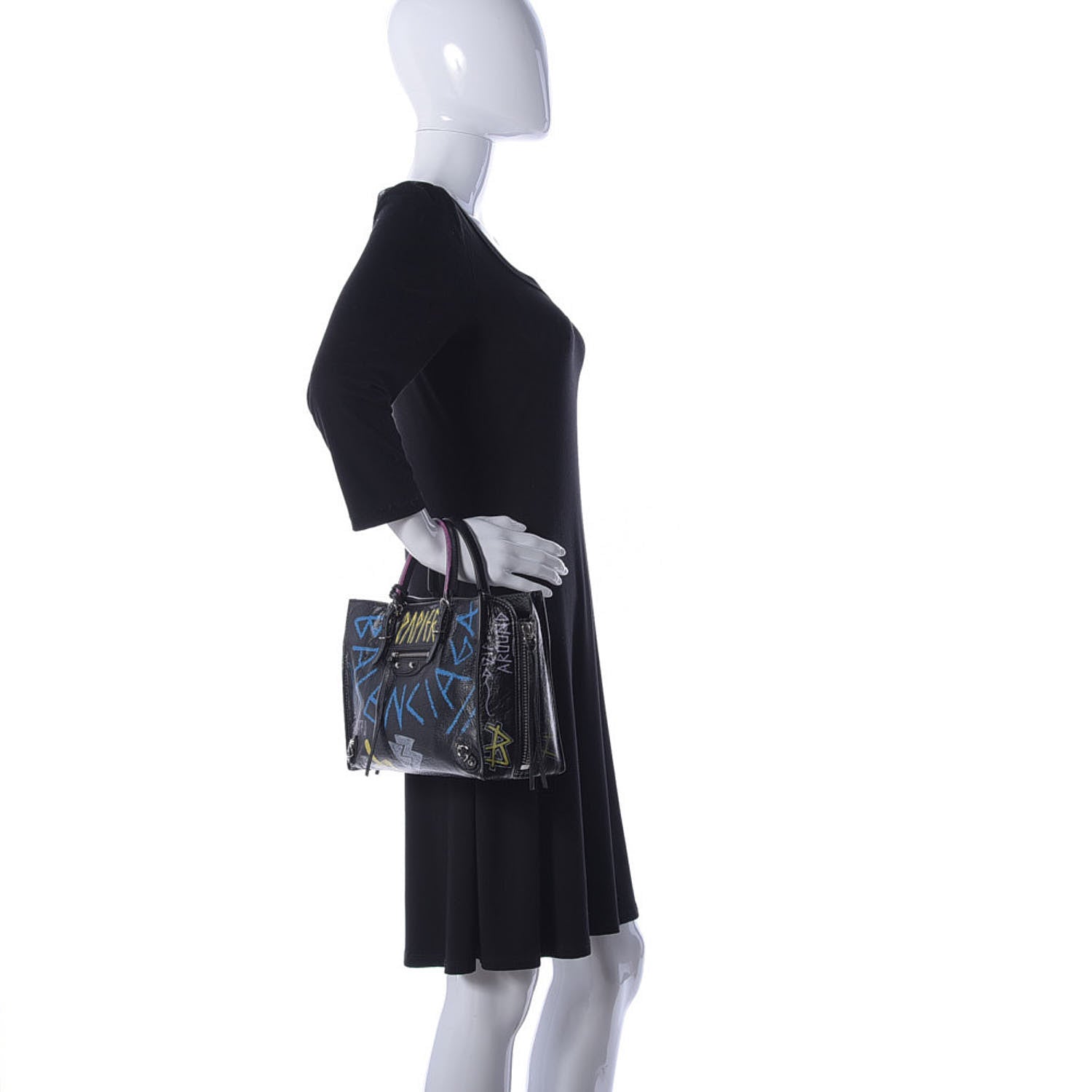 Balenciaga Agneau Graffiti Papier A6 Zip Around Tote Black 3 of 10