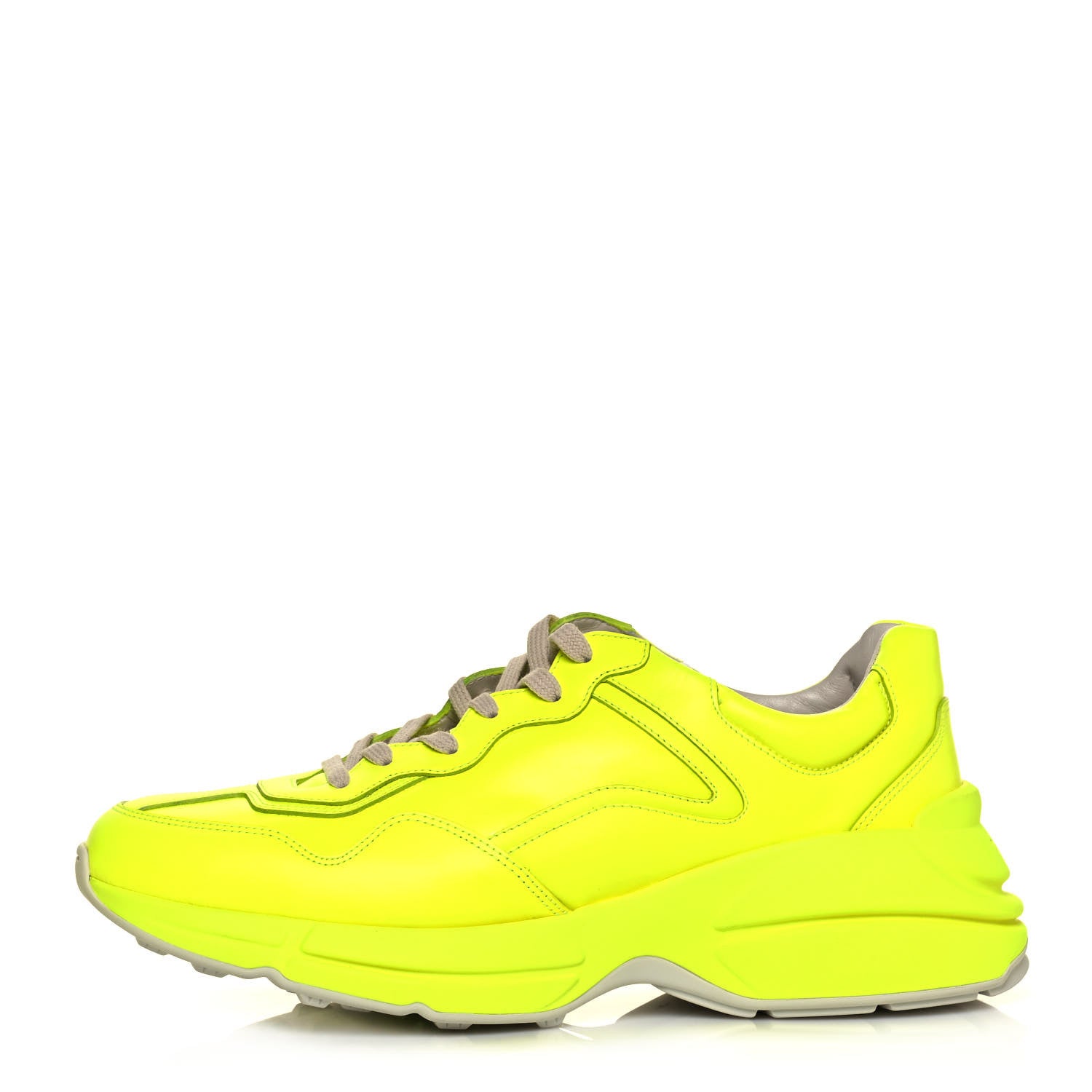 Gucci Calfskin Mens Rhyton Sneakers 10 Fluo Yellow 1 of 8