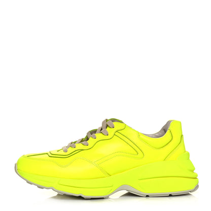 Gucci Calfskin Mens Rhyton Sneakers 10 Fluo Yellow 1 of 8