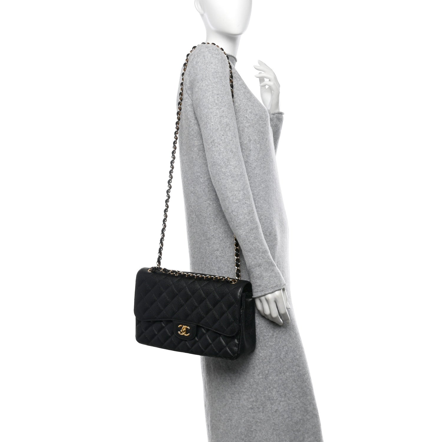 Chanel Caviar Quilted Jumbo Double Flap Black 2 of 11