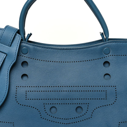 Balenciaga Veau Soyeux Perforated Blackout Hardware S City Bleu Canard 8 of 11