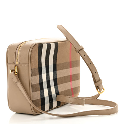 Burberry Calfskin House Check Small Camera Bag Chestnut Beige 3 of 10