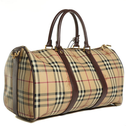 Burberry Haymarket Check Medium Holdall Duffel Bag Brown 3 of 9