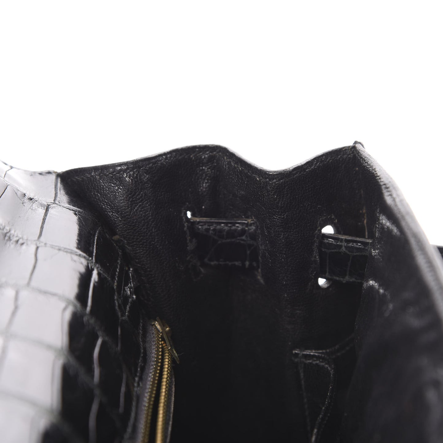 Shiny Porosus Crocodile Kelly Sellier 32 Black
