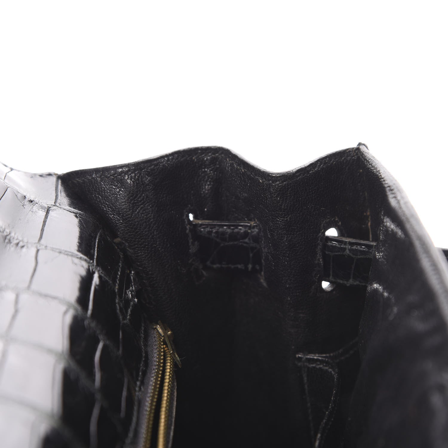 Hermes Shiny Porosus Crocodile Kelly Sellier 32 Black 18 of 50