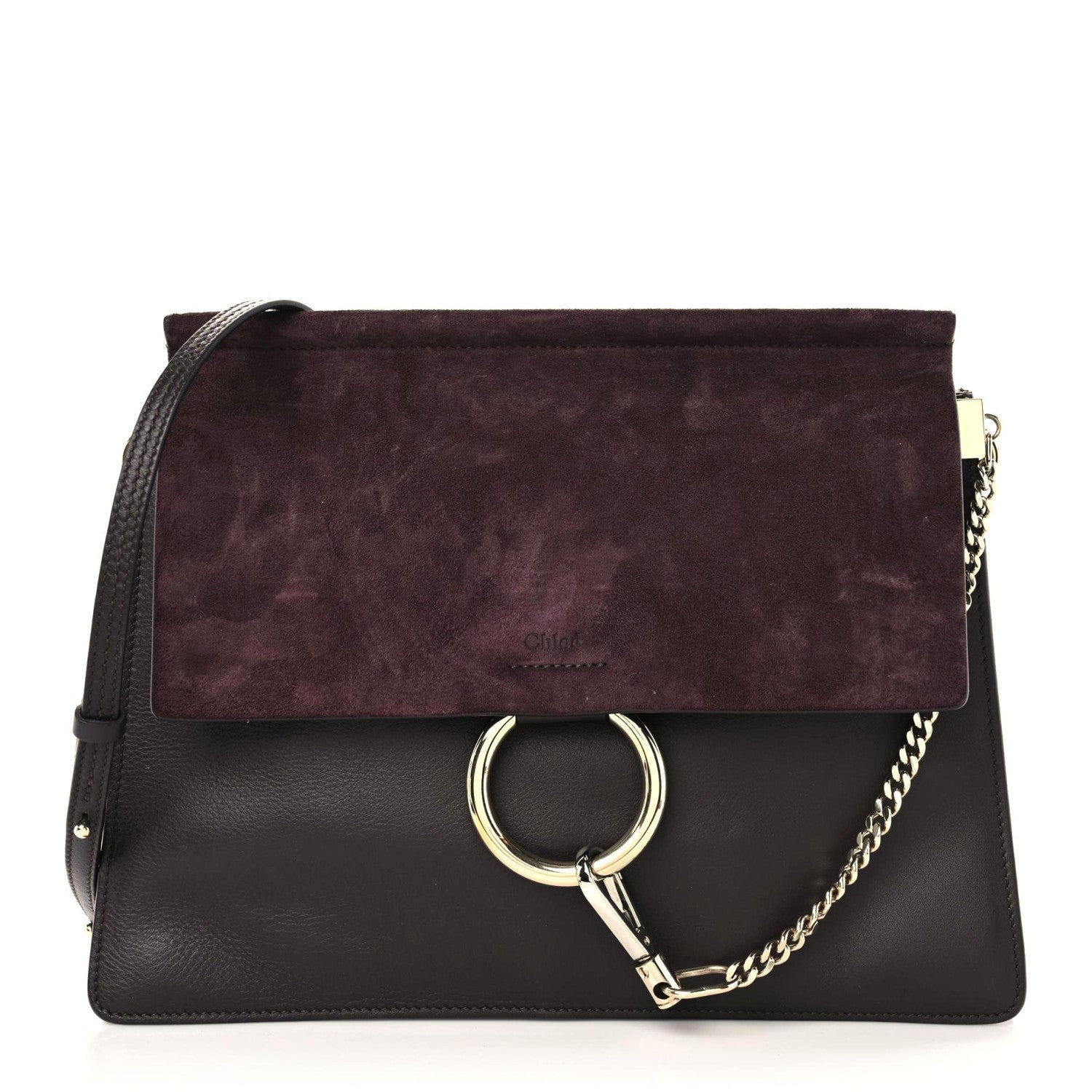 Chloe Calfskin Suede Medium Faye Shoulder Bag Dark Purple 1 of 14