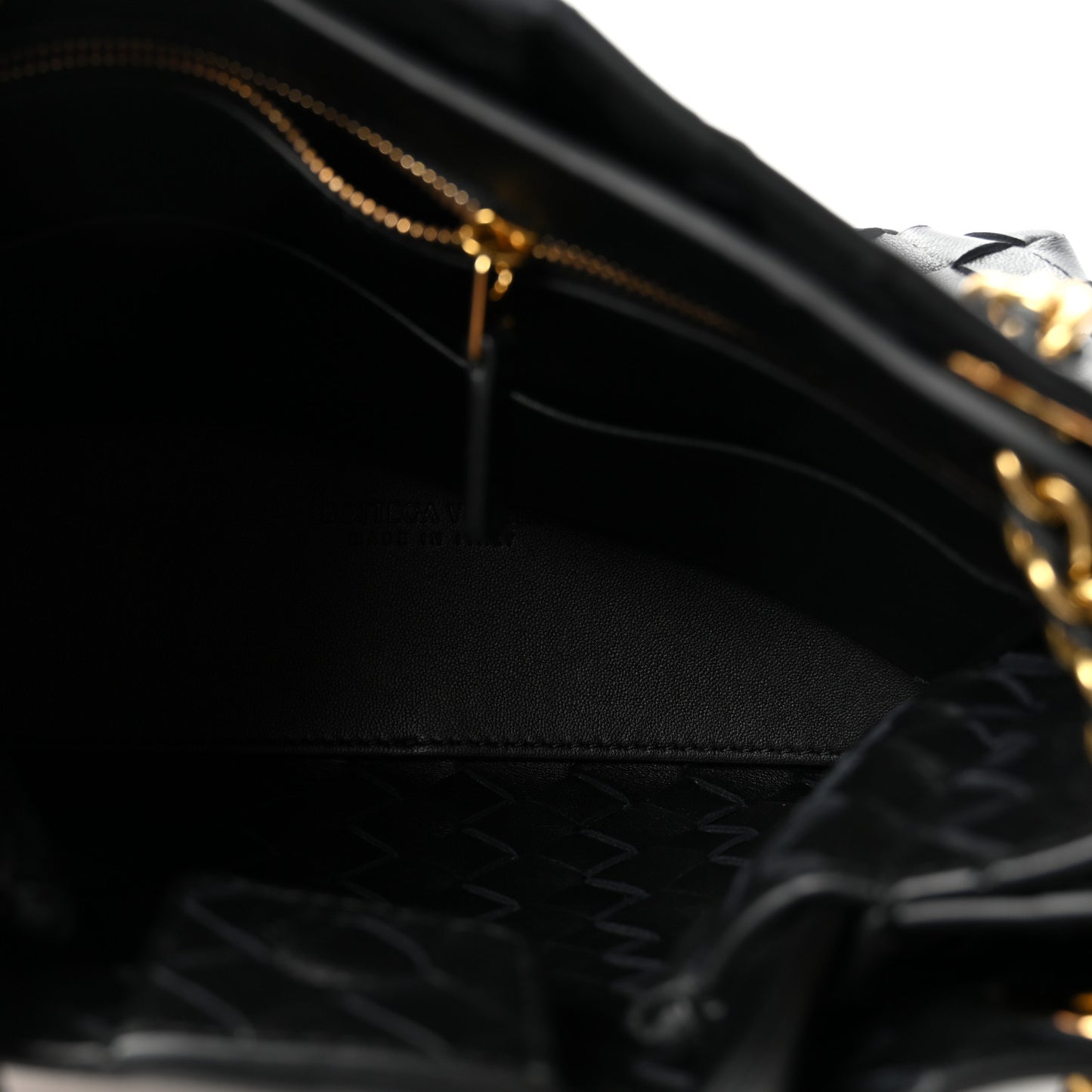 Nappa Intrecciato Small Andiamo With Chain Shoulder Bag Black