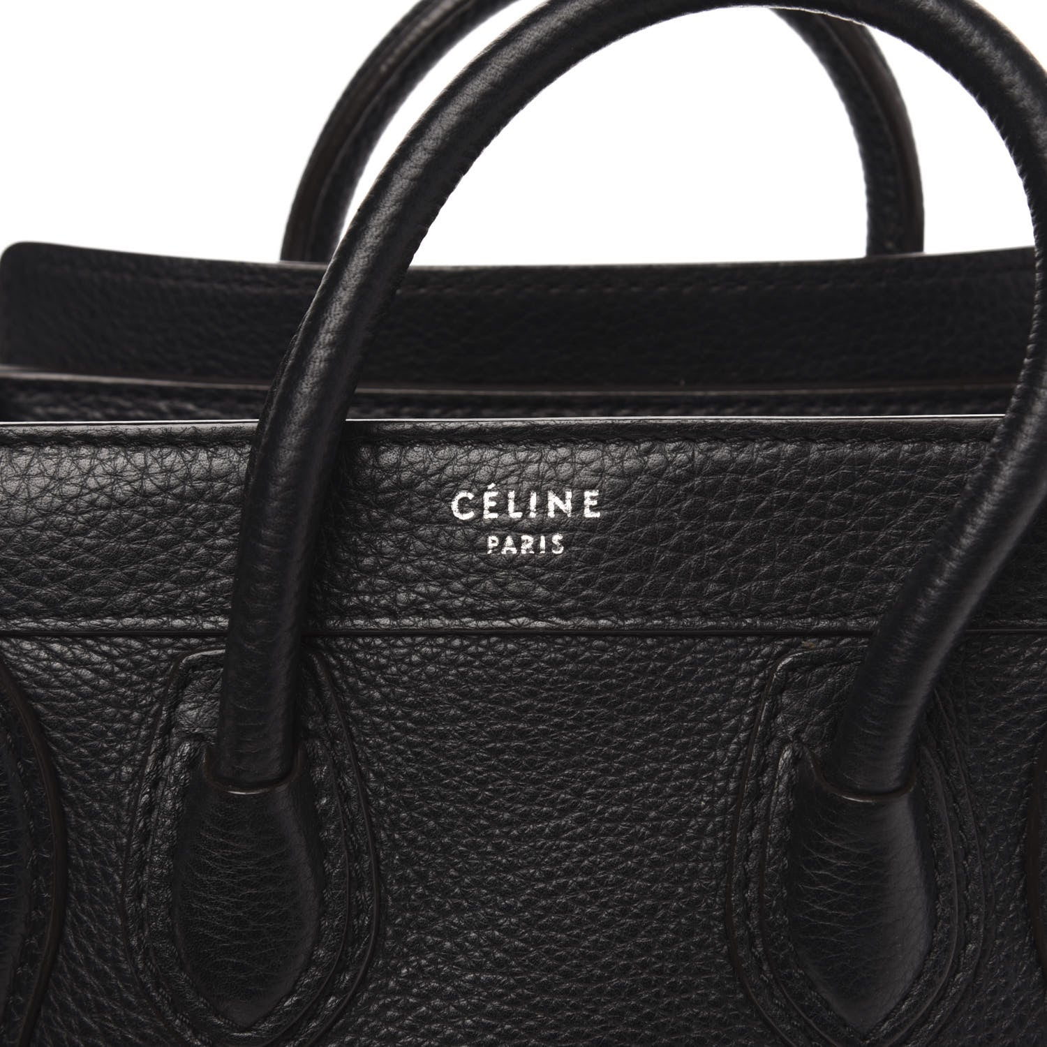 Celine Drummed Calfskin Nano Luggage Black 7 of 9