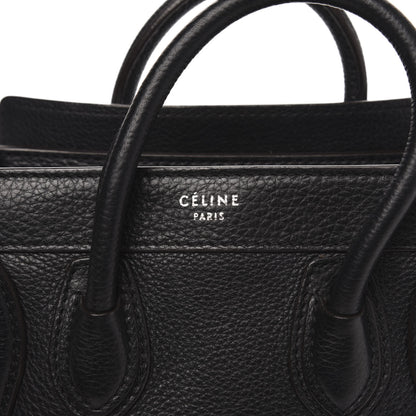 Celine Drummed Calfskin Nano Luggage Black 7 of 9