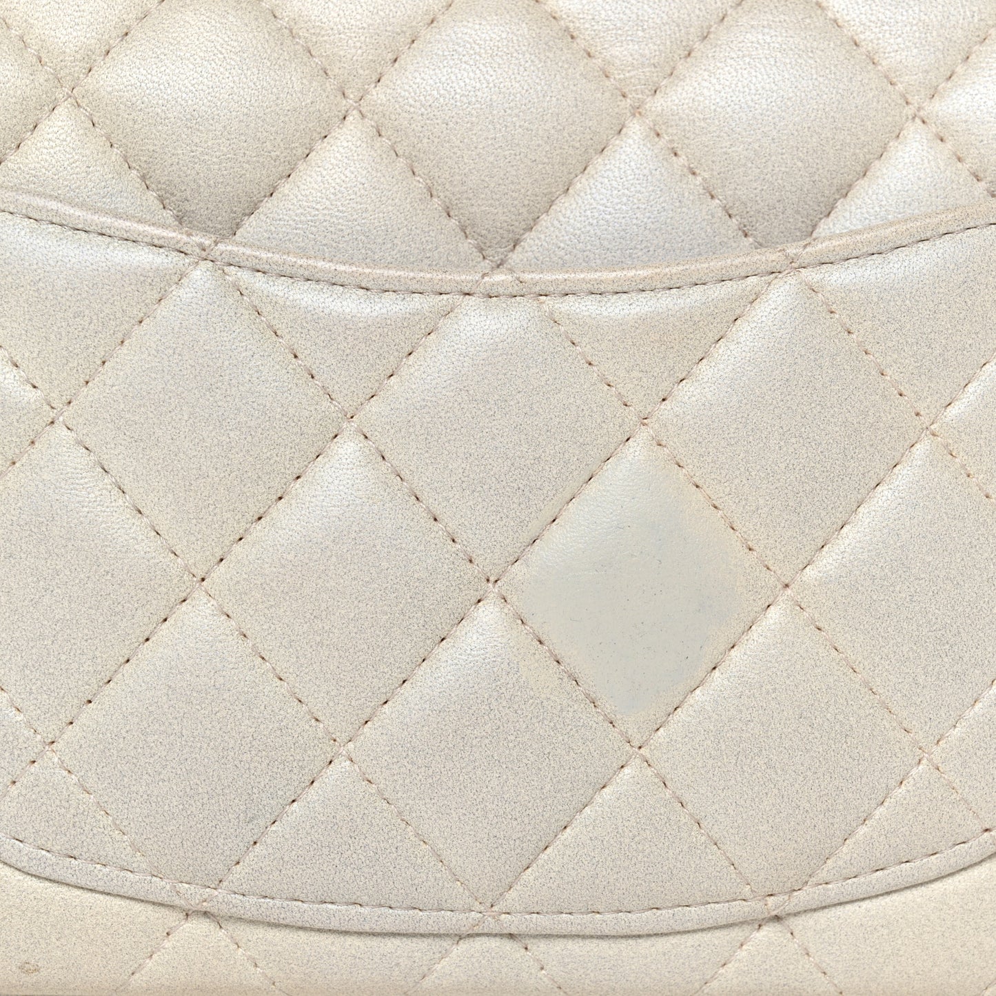 Iridescent Lambskin Quilted Mini Top Handle Rectangular Flap White
