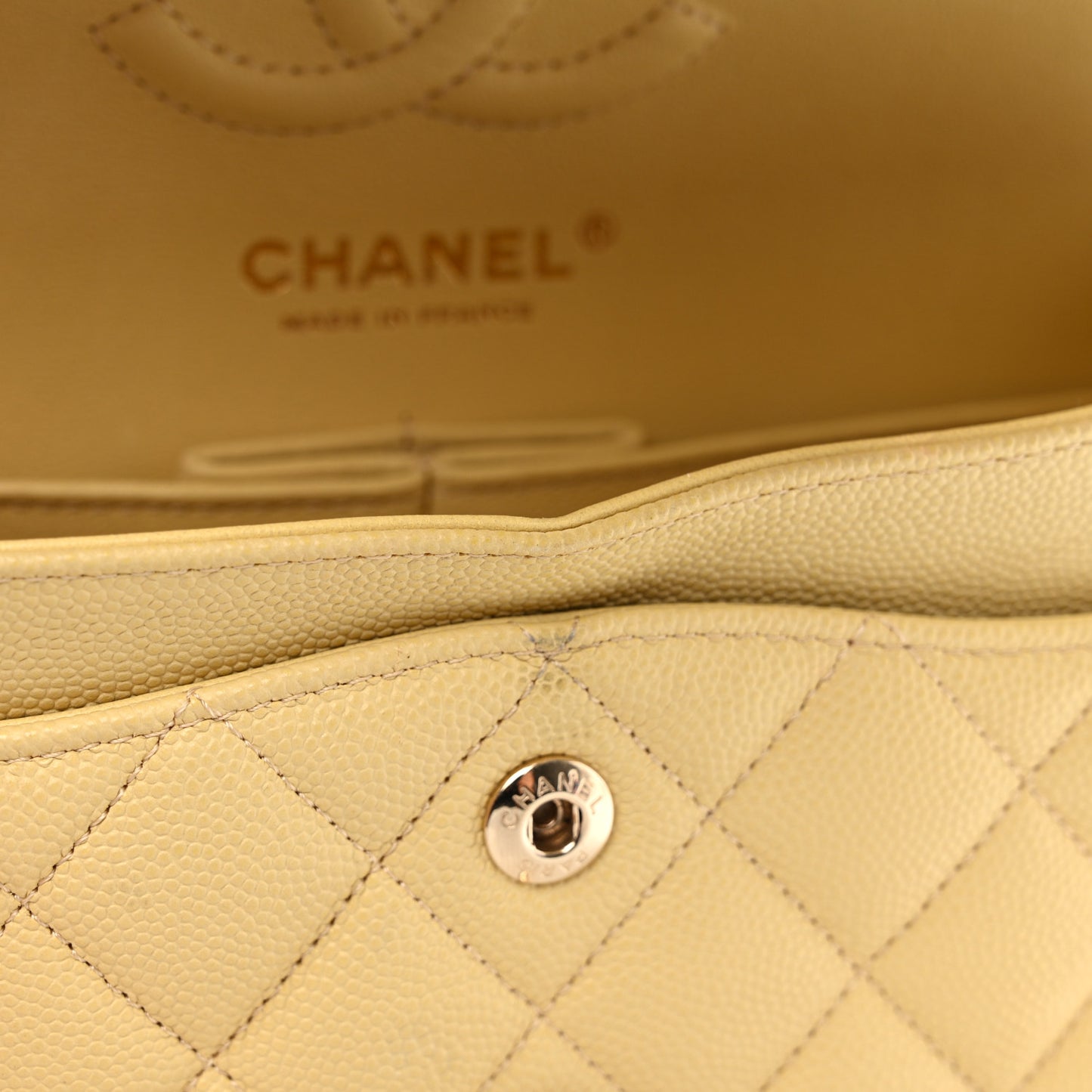 Caviar Quilted Small Double Flap Yellow