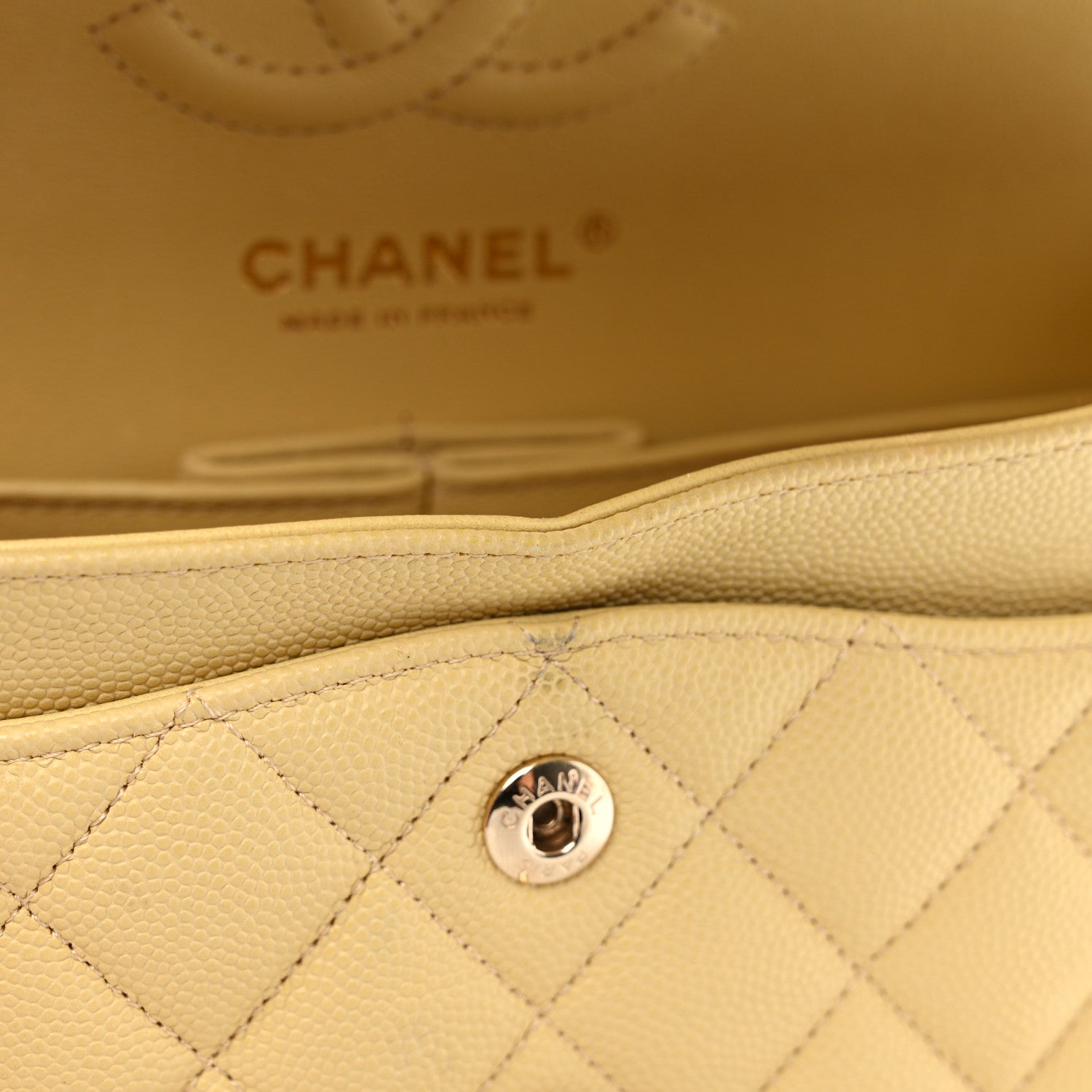 Chanel Caviar Quilted Small Double Flap Yellow 12 of 12