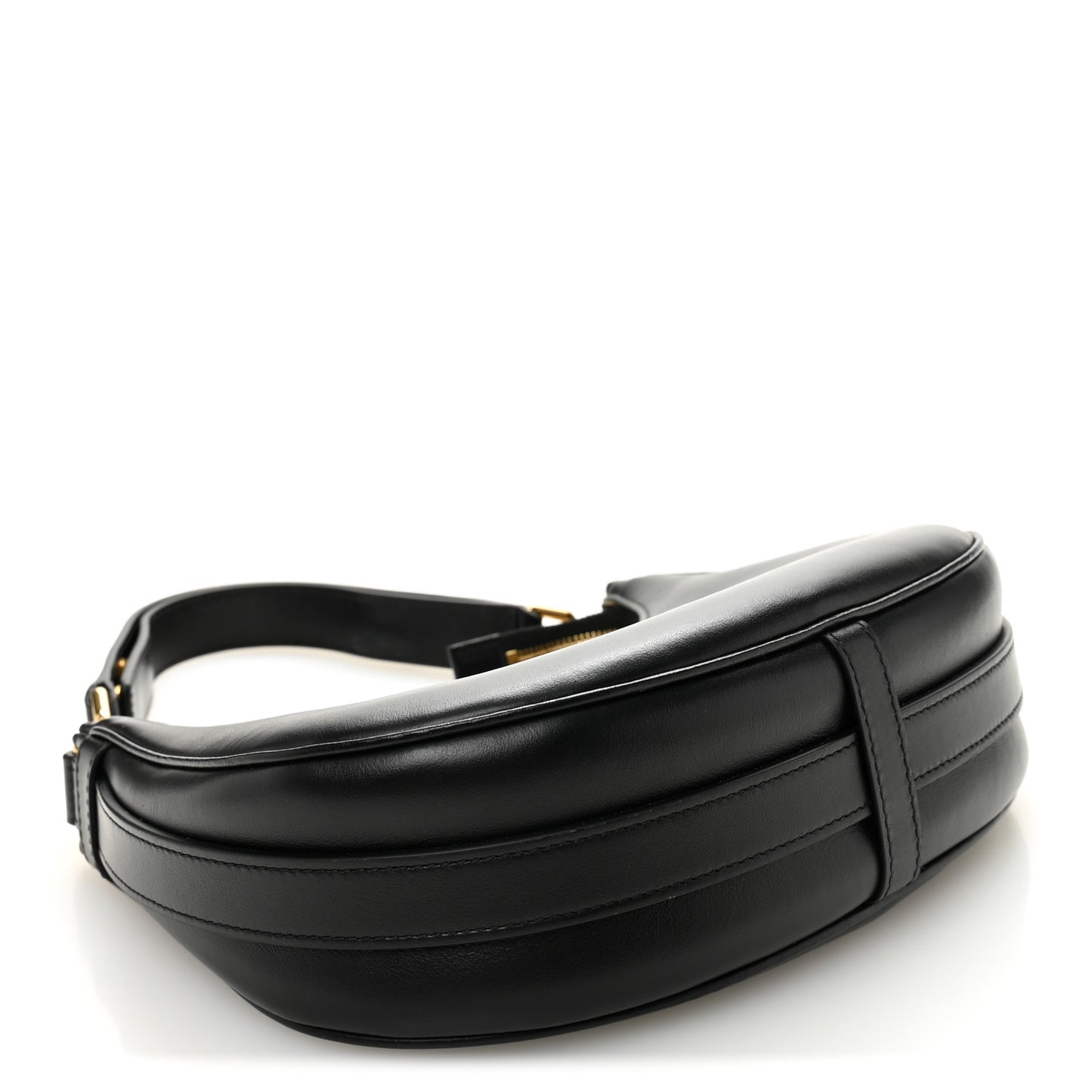 Smooth Calfskin Medium Strap Ava Shoulder Bag Black