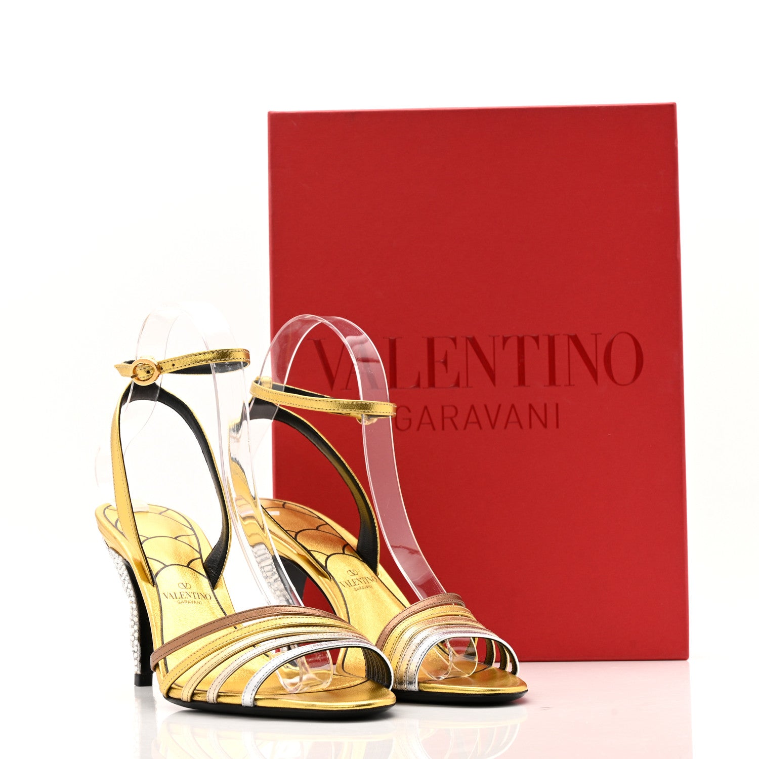 Valentino Garavani Laminated Nappa Crystal Ladycrush 85mm Sandals 37.5 Multicolor Silver 11 of 11