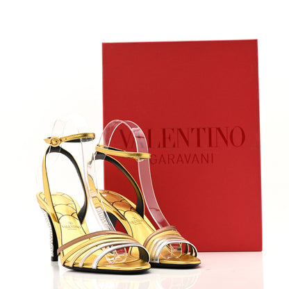 Valentino Garavani Laminated Nappa Crystal Ladycrush 85mm Sandals 37.5 Multicolor Silver 11 of 11