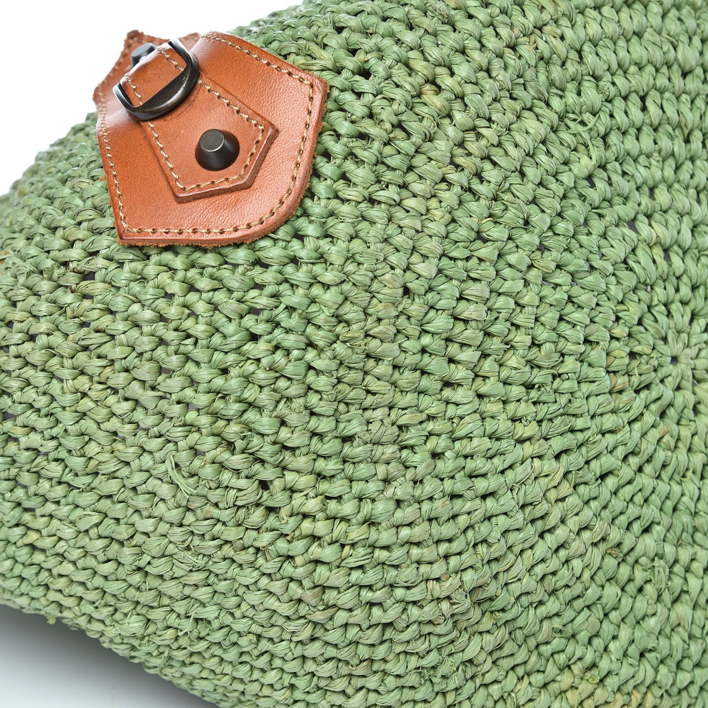 Raffia Calfskin Panier Basket Tote